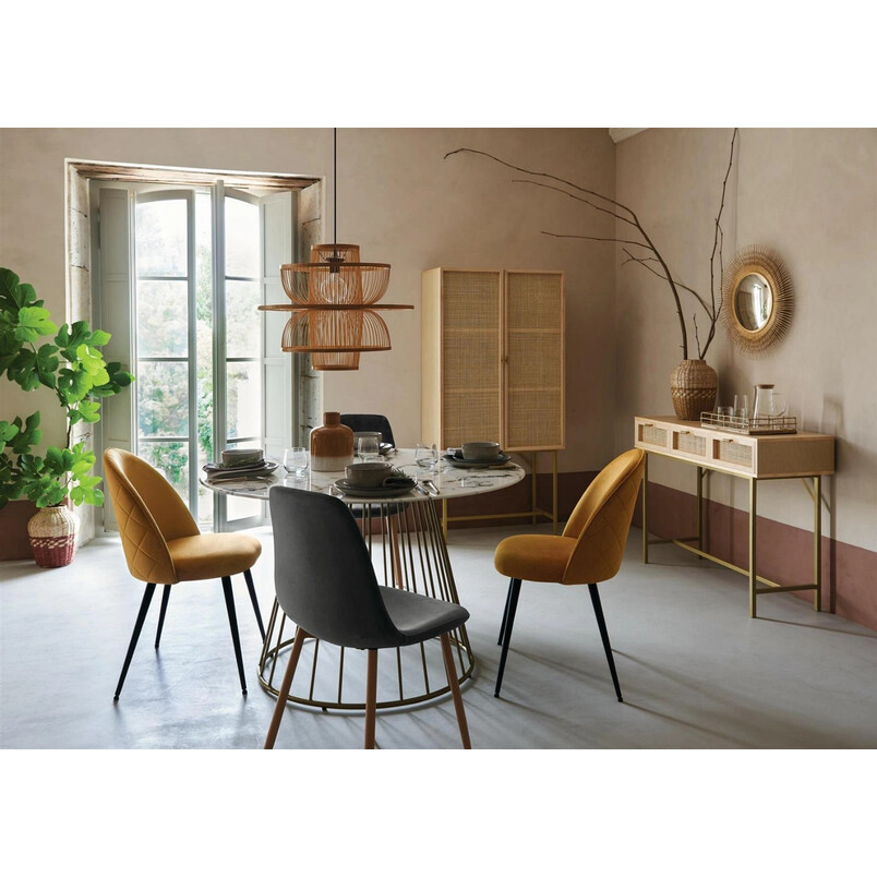 Wysoka komoda Rayo 80x165 cm rattan złote nogi | Decolab24.pl
