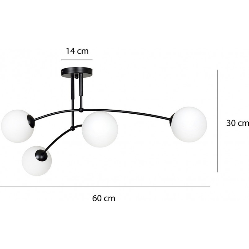 Lampa sufitowa Pregos IV - Szklane kule, czarny/biały | Emibig