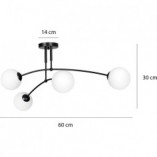 Lampa sufitowa Pregos IV - Szklane kule, czarny/biały | Emibig