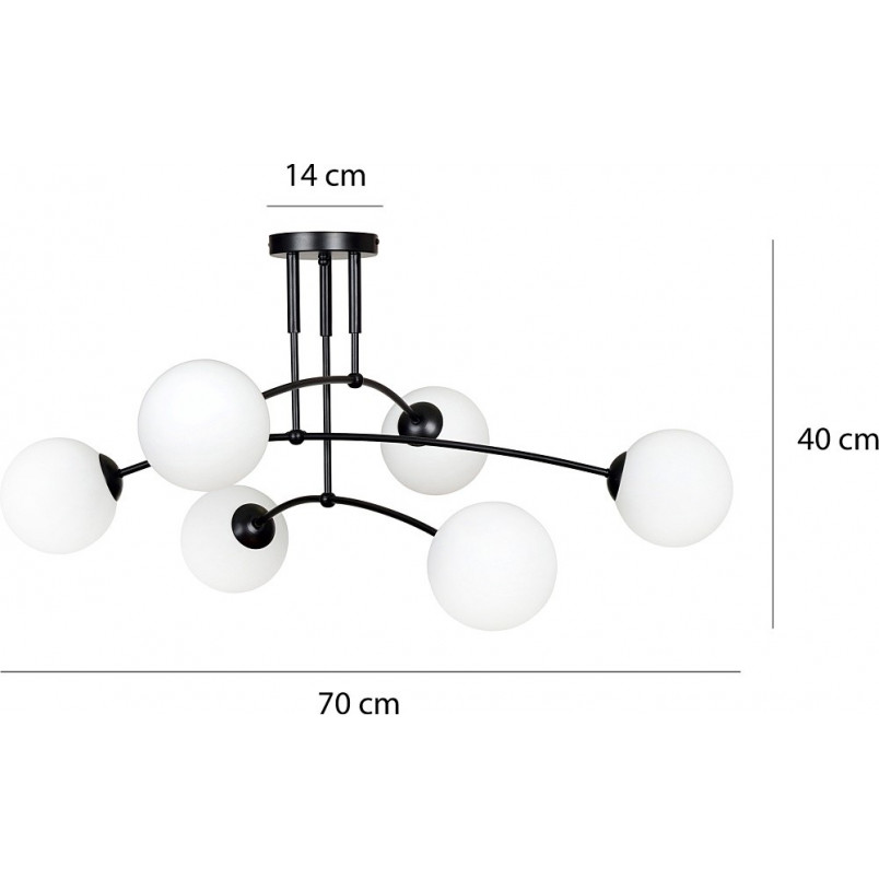 Lampa Sufitowa Pregos IV - Szklane Kule, Biały/Czarny | Emibig