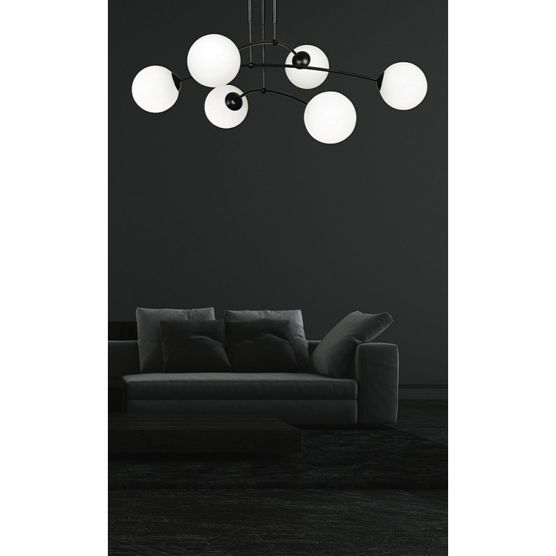 Lampa Sufitowa Pregos IV - Szklane Kule, Biały/Czarny | Emibig