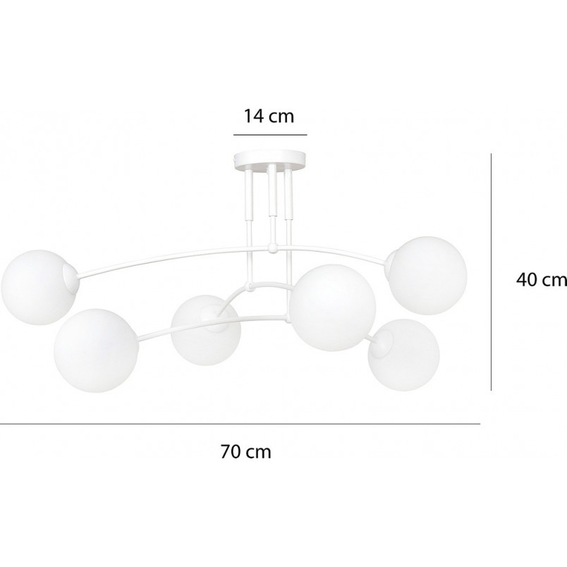 Lampa Sufitowa Pregos VI - 6 kulek, biała Emibig | Sklep z lampami