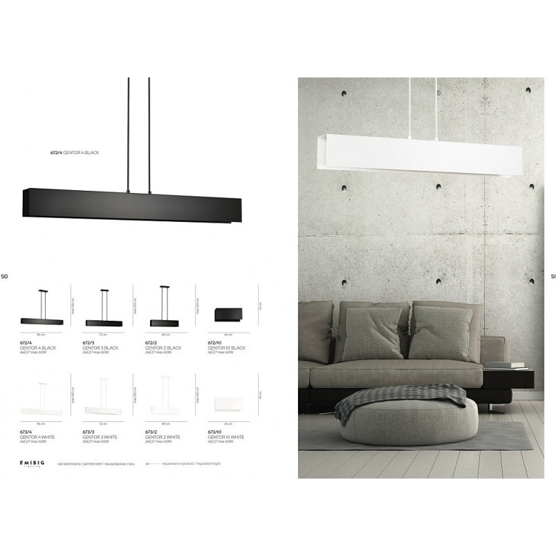 Lampa wisząca Gentor 72cm biała Emibig | Skandynawski Design