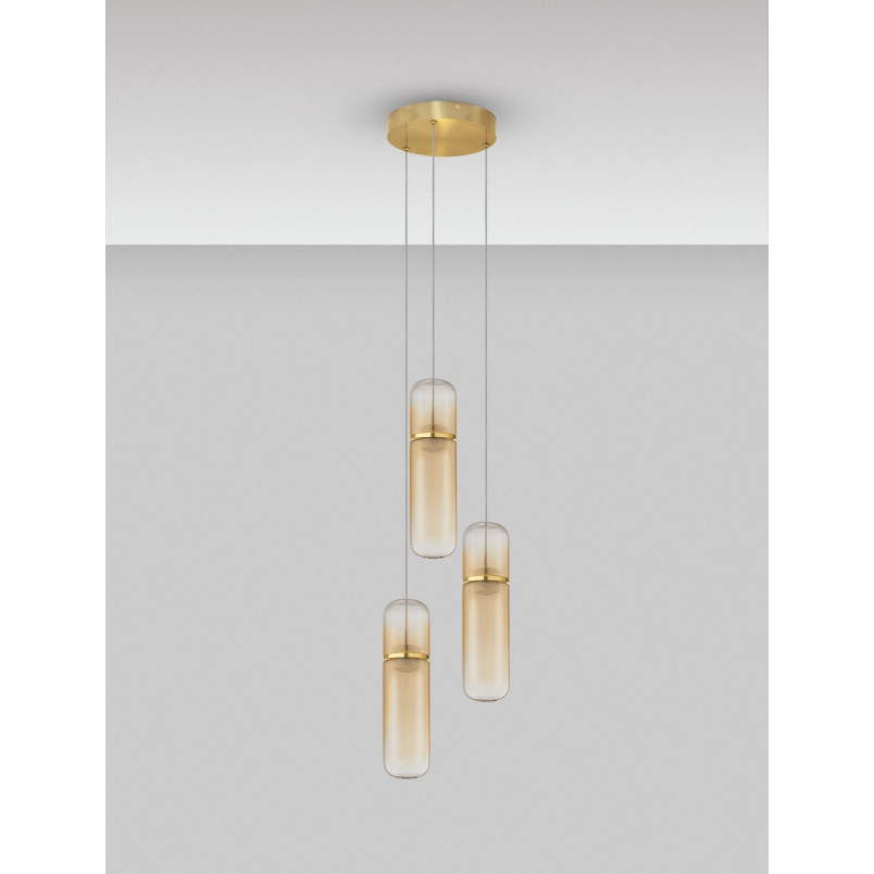 Lampa wisząca Marno III LED - Szklana, Bursztynowa | Decolab24