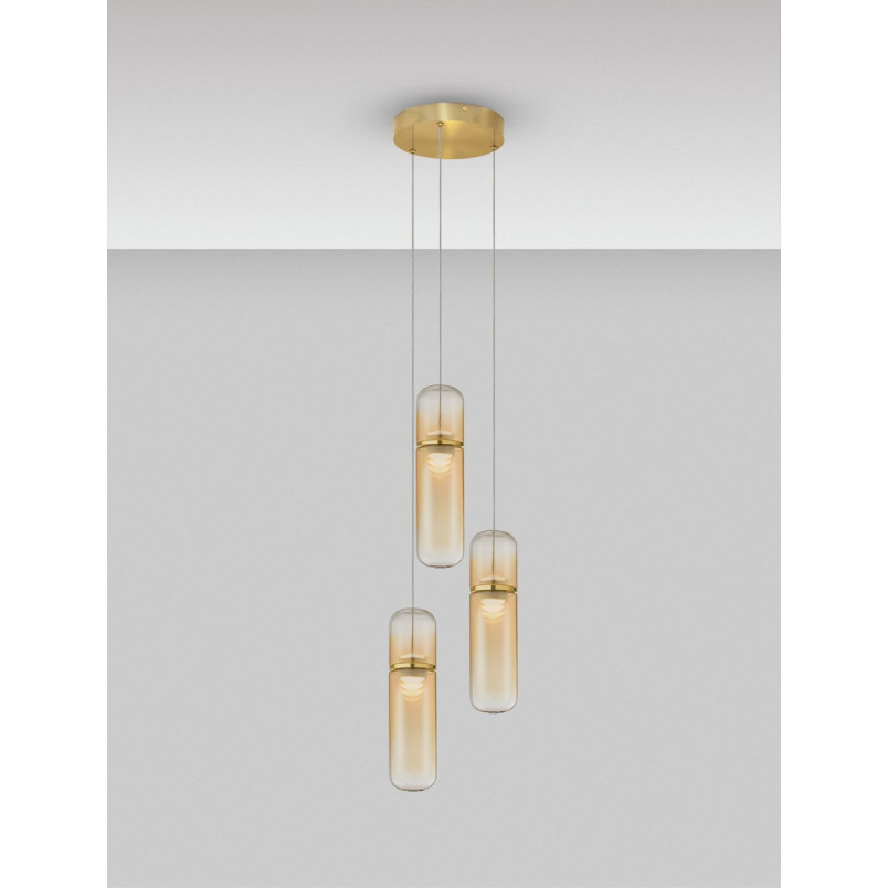 Lampa wisząca Marno III LED - Szklana, Bursztynowa | Decolab24