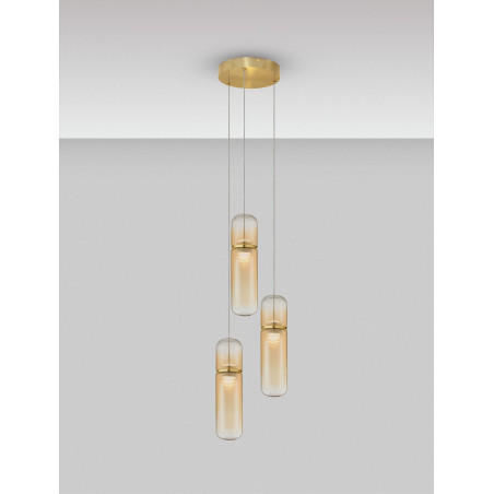 Lampa wisząca Marno III LED - Szklana, Bursztynowa | Decolab24