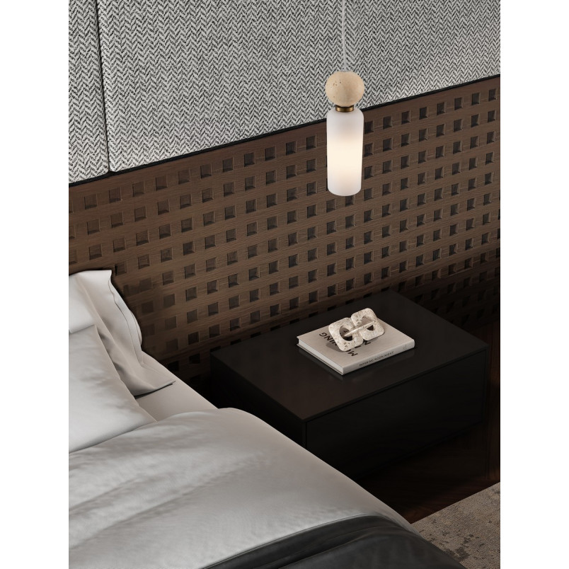 Lampa wisząca Molafine: Szkło, Trawertyne, Złoto | Decolab24