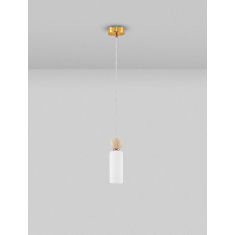 Lampa wisząca Molafine: Szkło, Trawertyne, Złoto | Decolab24