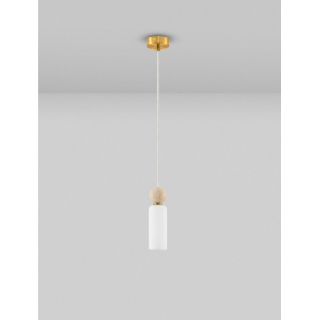 Lampa wisząca Molafine: Szkło, Trawertyne, Złoto | Decolab24