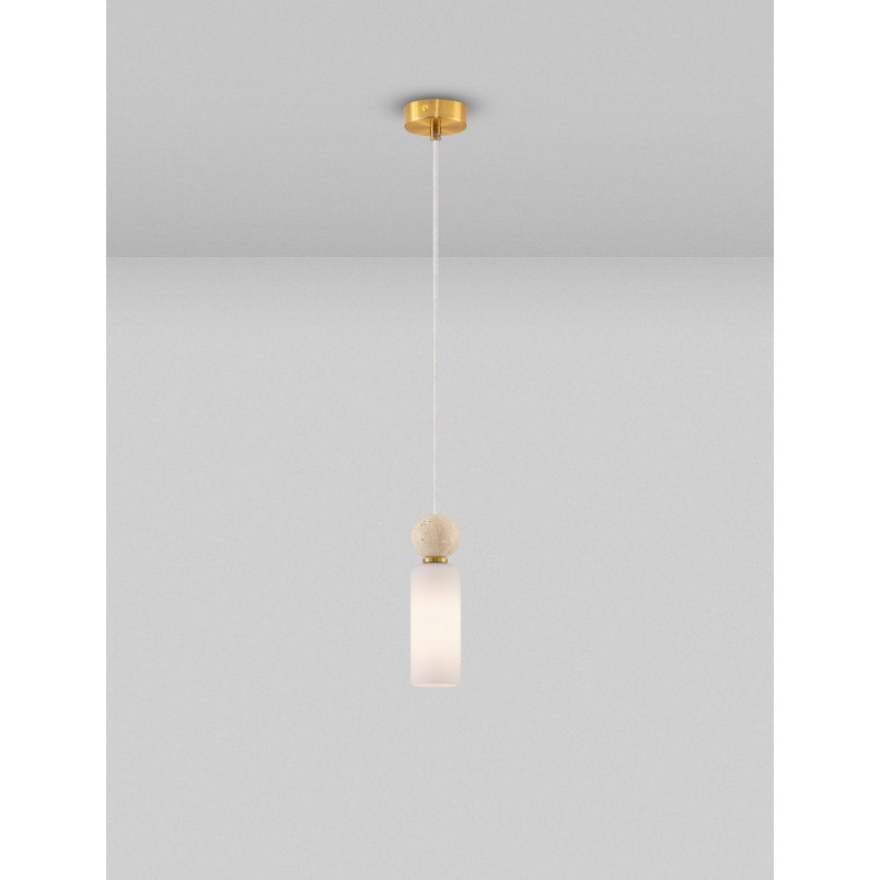 Lampa wisząca Molafine: Szkło, Trawertyne, Złoto | Decolab24