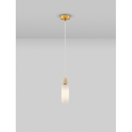 Lampa wisząca Molafine: Szkło, Trawertyne, Złoto | Decolab24