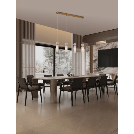 Lampa wisząca Molafine | Szkło, Trawertyn, Złoto | Decolab24