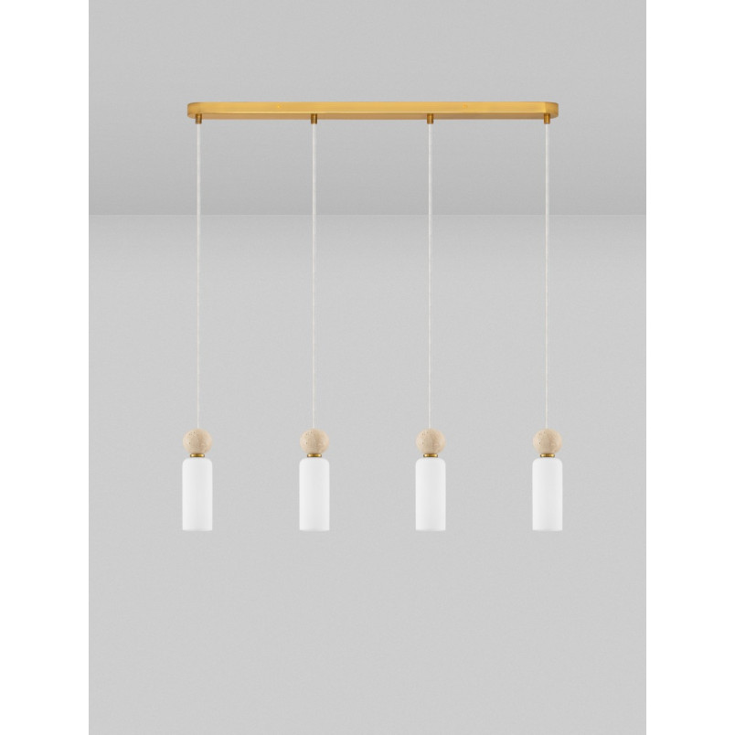 Lampa wisząca Molafine | Szkło, Trawertyn, Złoto | Decolab24