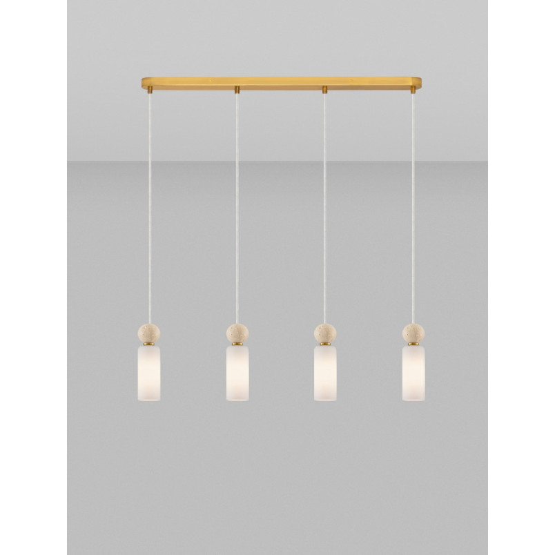 Lampa wisząca Molafine | Szkło, Trawertyn, Złoto | Decolab24