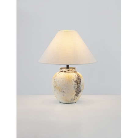 Lampa stołowa ceramiczna Pulle | Beżowa i multikolor | Decolab24