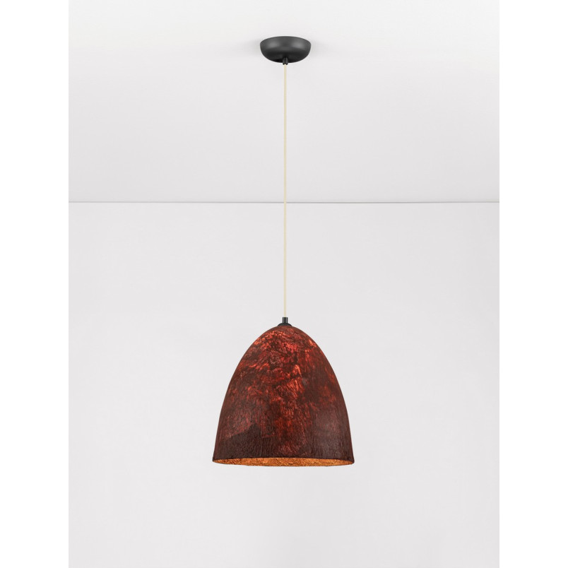Lampa wisząca Silos | Loftowa lampa wabi-sabi, brązowo-czerwona