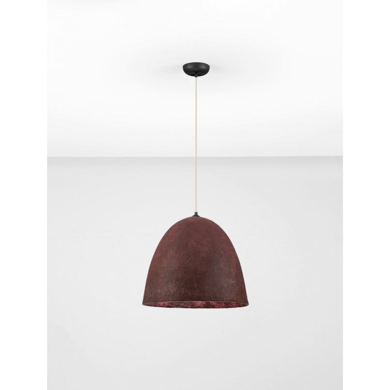Lampa wisząca Silos | Loftowa lampa wabi-sabi, brązowo-czerwona