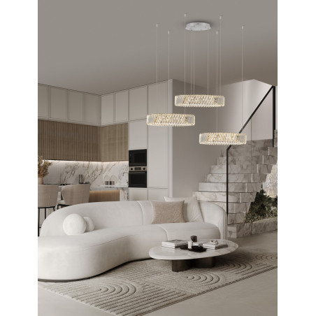 Lampa Kryształowa Tariea LED - 3 Ringi, 116cm - Decolab24