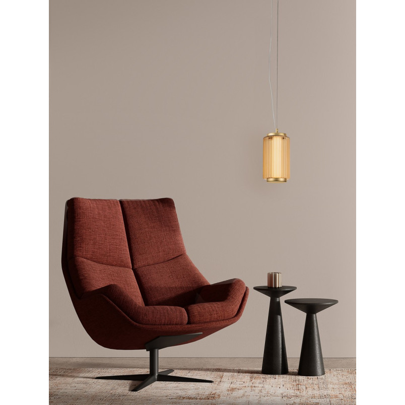 Lampa wisząca Perseve: bursztynowe szkło, LED, styl Hampton