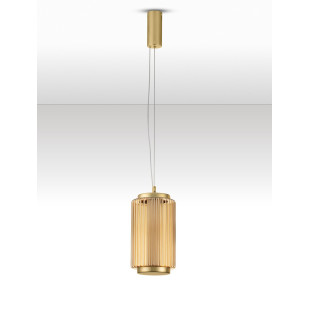 Lampa wisząca Perseve: bursztynowe szkło, LED, styl Hampton