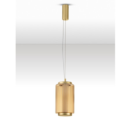 Lampa wisząca Perseve: bursztynowe szkło, LED, styl Hampton
