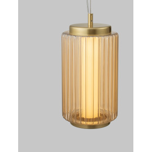 Lampa wisząca Perseve: bursztynowe szkło, LED, styl Hampton