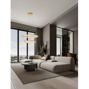 Lampa Wisząca Lunara II LED Złota - Glamour, 40+60cm | Decolab24