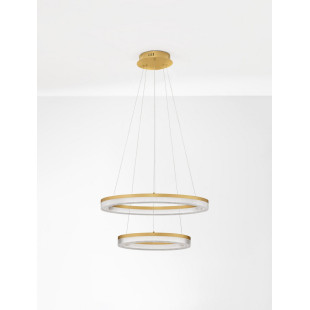 Lampa Wisząca Lunara II LED Złota - Glamour, 40+60cm | Decolab24