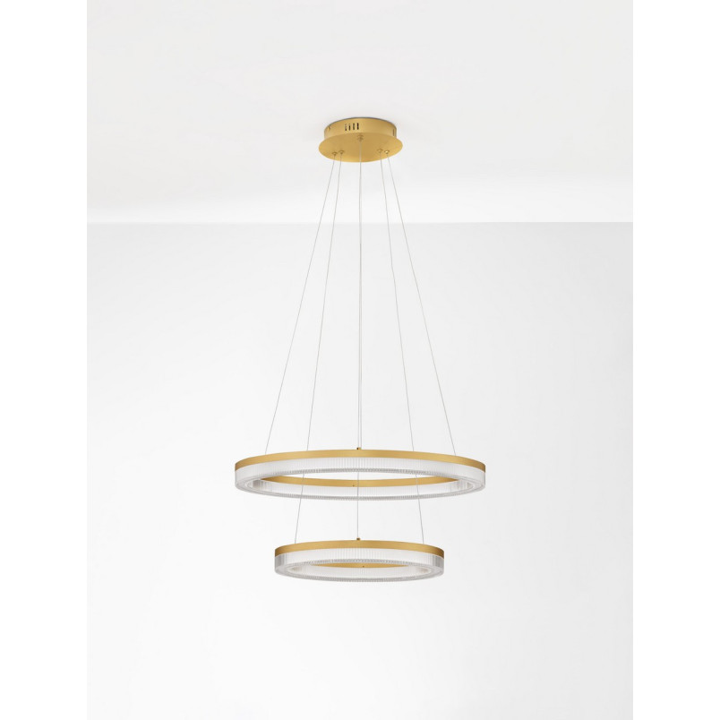 Lampa Wisząca Lunara II LED Złota - Glamour, 40+60cm | Decolab24