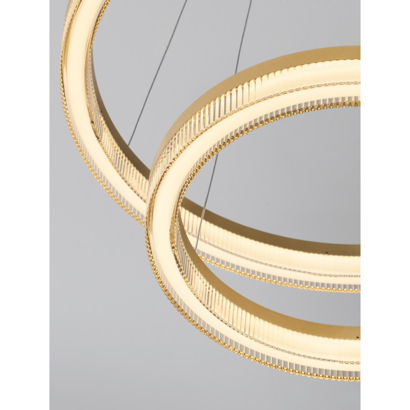Lampa Wisząca Lunara II LED Złota - Glamour, 40+60cm | Decolab24