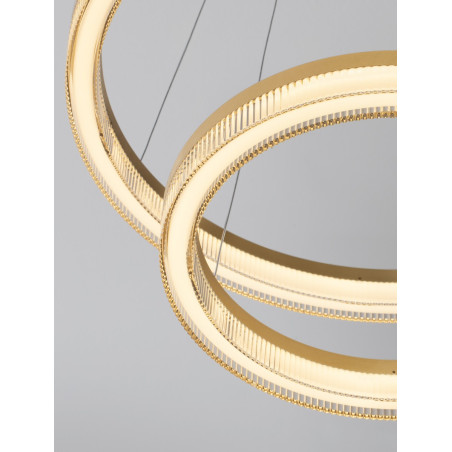 Lampa Wisząca Lunara II LED Złota - Glamour, 40+60cm | Decolab24