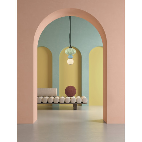 Lampa wisząca Notea LED - szkło, biało-zielona | Decolab24