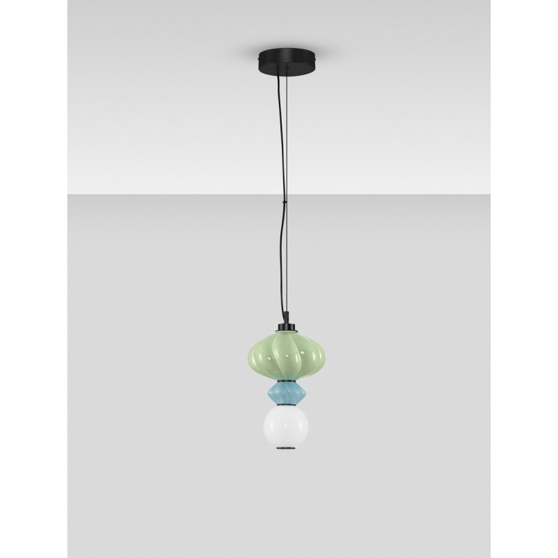 Lampa wisząca Notea LED - szkło, biało-zielona | Decolab24