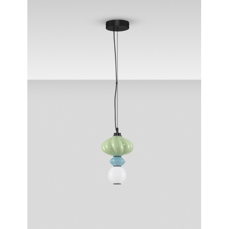 Lampa wisząca Notea LED - szkło, biało-zielona | Decolab24