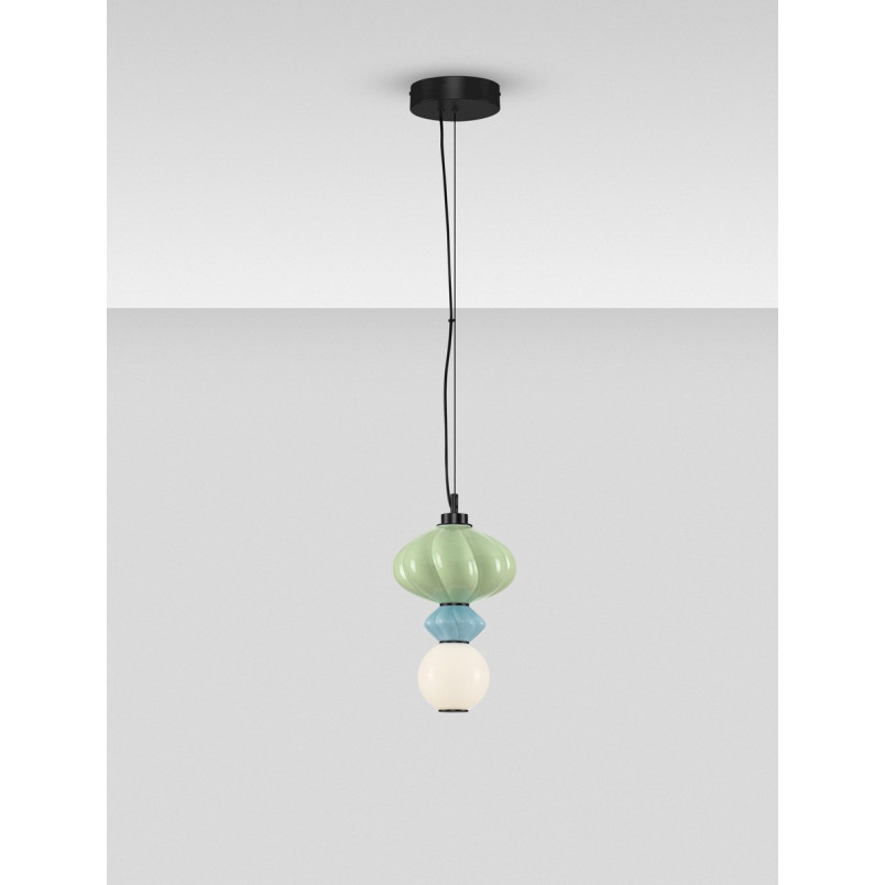 Lampa wisząca Notea LED - szkło, biało-zielona | Decolab24