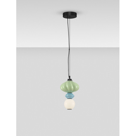 Lampa wisząca Notea LED - szkło, biało-zielona | Decolab24