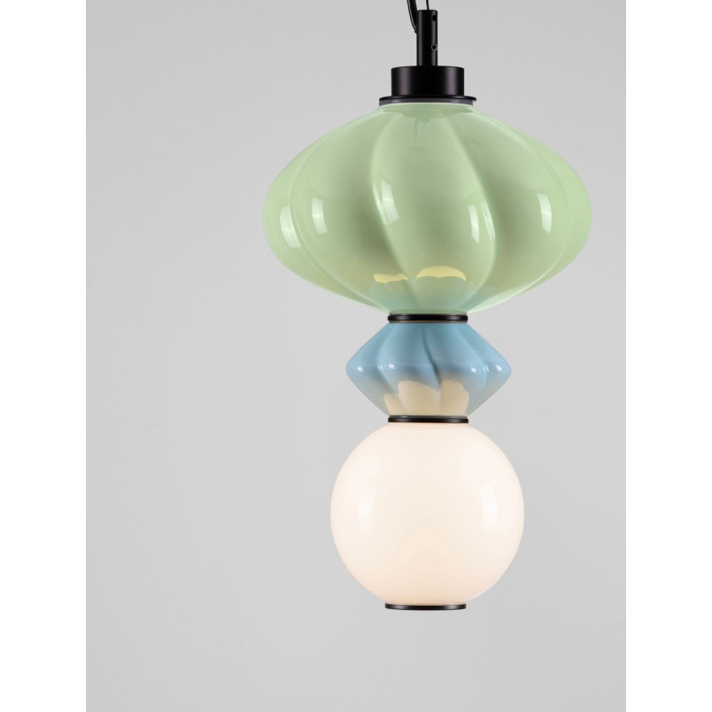 Lampa wisząca Notea LED - szkło, biało-zielona | Decolab24