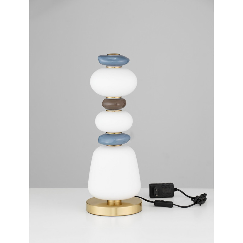 Lampa stołowa Lapo LED: Szklany klosz, ceramika, multikolor | Decolab24