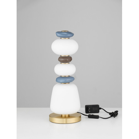 Lampa stołowa Lapo LED: Szklany klosz, ceramika, multikolor | Decolab24