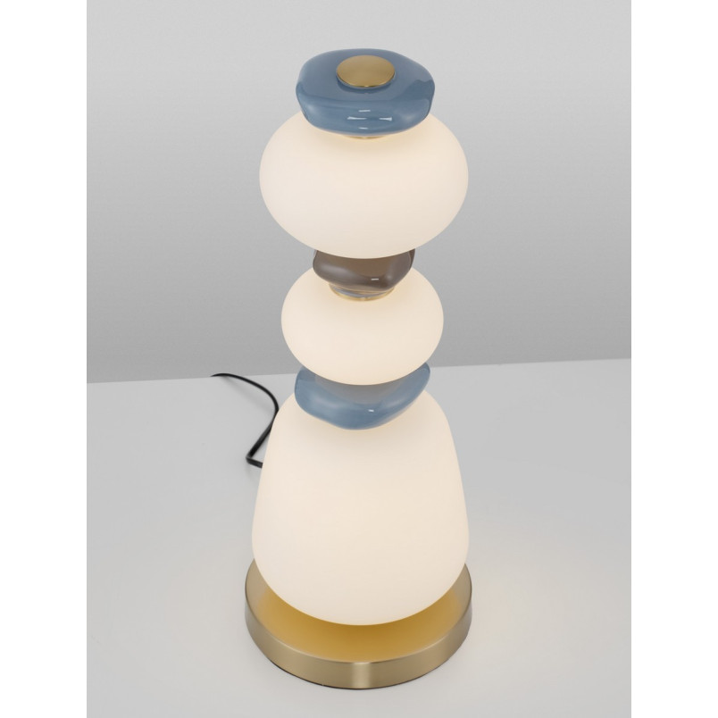 Lampa stołowa Lapo LED: Szklany klosz, ceramika, multikolor | Decolab24