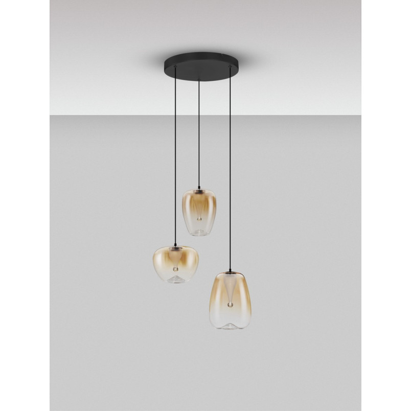 Lampa Wisząca Bloo LED III - Bursztynowy Szklany Design | Decolab24
