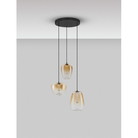 Lampa Wisząca Bloo LED III - Bursztynowy Szklany Design | Decolab24