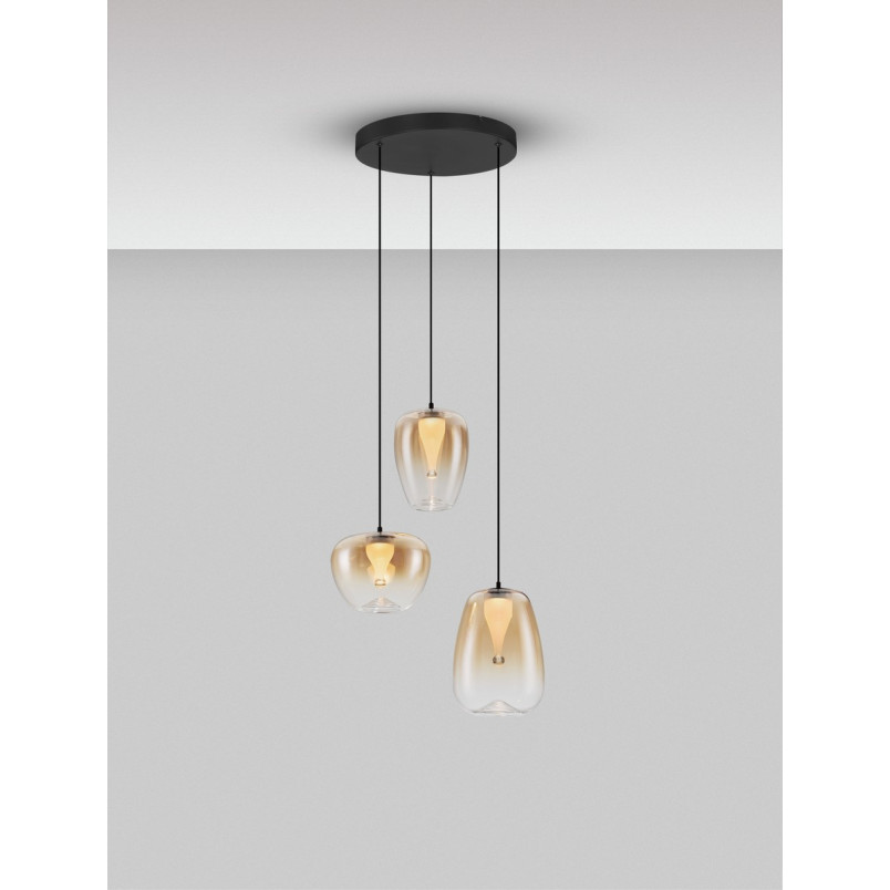 Lampa Wisząca Bloo LED III - Bursztynowy Szklany Design | Decolab24