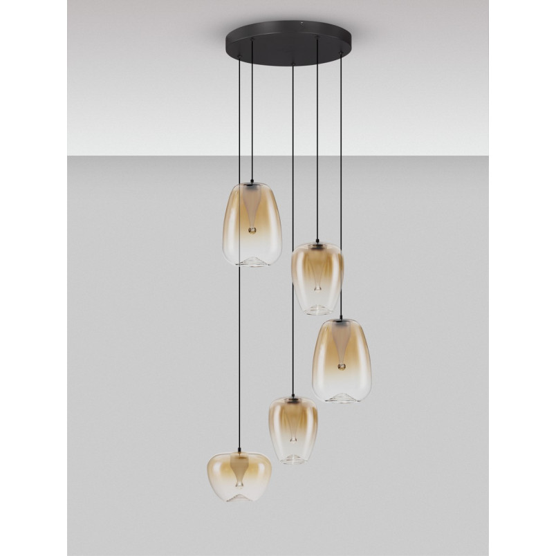 Lampa Wisząca Bloo LED - Bursztynowa, Szkło | Decolab24