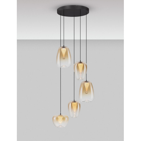 Lampa Wisząca Bloo LED - Bursztynowa, Szkło | Decolab24