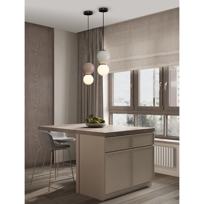 Lampa wisząca Senio: Szklana kula z porcelaną | Decolab24