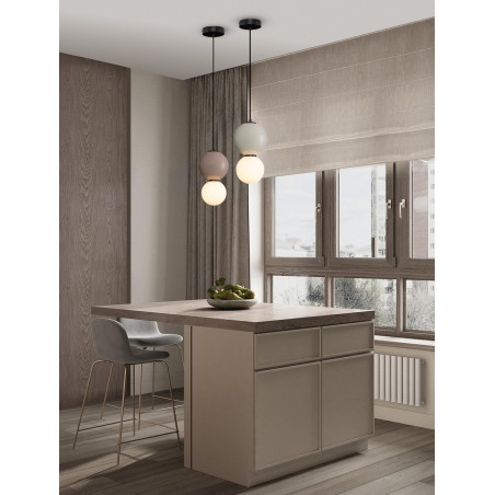 Lampa wisząca Senio: Szklana kula z porcelaną | Decolab24