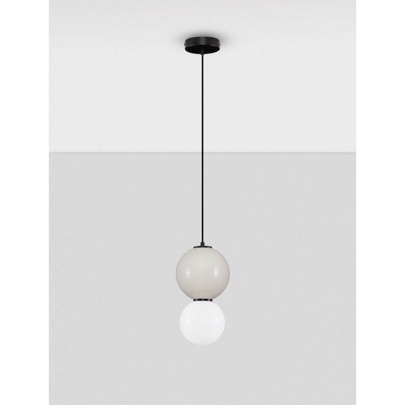 Lampa wisząca Senio: Szklana kula z porcelaną | Decolab24