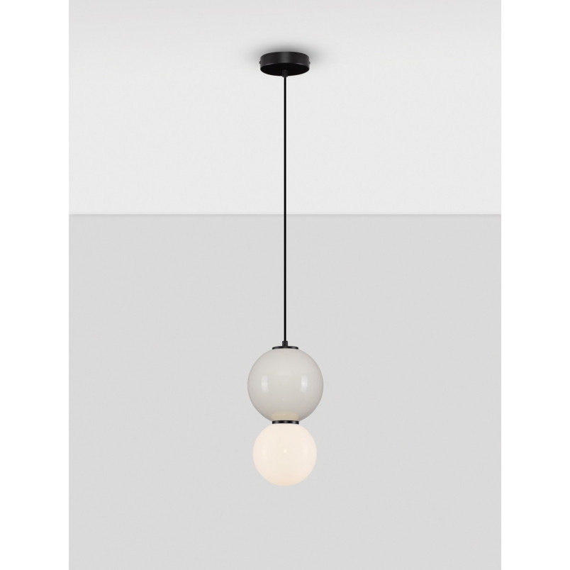 Lampa wisząca Senio: Szklana kula z porcelaną | Decolab24