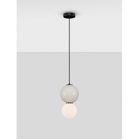 Lampa wisząca Senio: Szklana kula z porcelaną | Decolab24